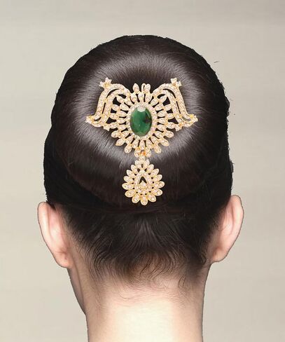 Touchstone Indian Bollywood Handcrafted Stylish Contemporary Designer Jewelry Hair Accessory Juda Pin in Gold Tone for Women in Saudi Arabia