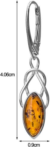 إيان وفاليري شركة العنبر الفضة الاسترليني أقراط ماركيز المتدلية Leverback in Kuwait