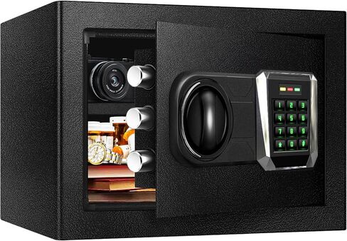 صندوق آمن مقاوم للحريق للاستخدام المنزلي، صندوق قفل أمان شخصي صغير بحجم 1.3 قدم مكعب مع ضوء مستشعر LED وشحن خارجي من النوع C لمستندات المجوهرات والأموال in Kuwait