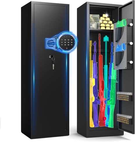 5-8 Gun Safe for Rifles and Pistols, Gun Safes for Rifle and Password Lock, Gun Cabinet for Home with Adjustable Shelves, Shotgun Rifle Safe, Gun Safes for Rifle and Shotguns in Saudi Arabia