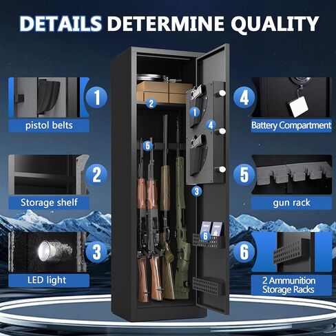 5-8 Gun Safe for Rifles and Pistols, Gun Safes for Rifle and Password Lock, Gun Cabinet for Home with Adjustable Shelves, Shotgun Rifle Safe, Gun Safes for Rifle and Shotguns in Saudi Arabia