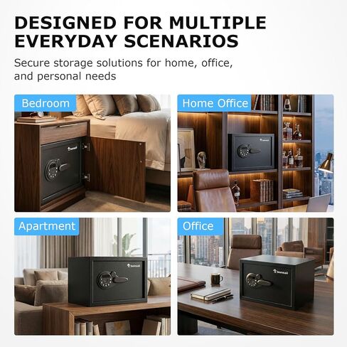 Bonsaii 0.6 Cubic Fingerprint Safe Box, Biometric Security Safe with Electronic Keypad & Removable Shelf for Valuables, Jewelry, Documents, Home Office Hotel Use, 9.84" x 13.78" x 9.84", SF002 in Kuwait