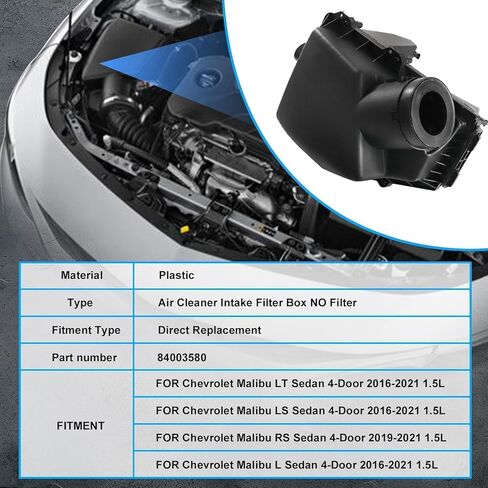 1.5L Air Intake Filter Box Compatible with Chevrolet Malibu Sedan 2016-2021 Replace# 84003580 84588870 in Kuwait
