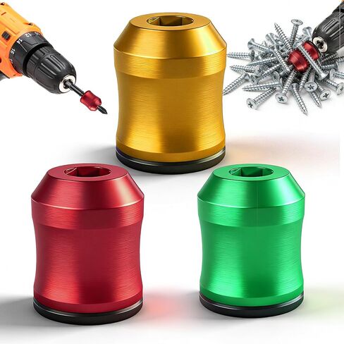 3PCS Magnetic Screw Ring, 1/4 Inch (6.35mm) Hex Screwdriver Head Magnetic Ring, Universal Bit Magnetizer with Dual-Layer Enhanced Magnetism for Power Bits and Hand Tools, Red/Yellow/Green in Kuwait