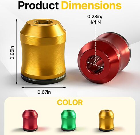 3PCS Magnetic Screw Ring, 1/4 Inch (6.35mm) Hex Screwdriver Head Magnetic Ring, Universal Bit Magnetizer with Dual-Layer Enhanced Magnetism for Power Bits and Hand Tools, Red/Yellow/Green in Kuwait