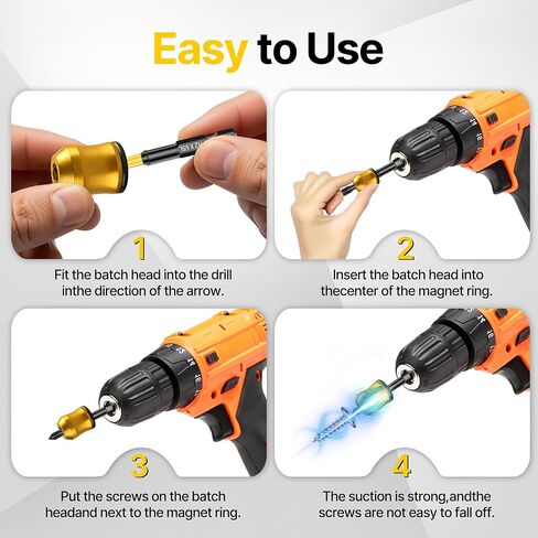 3PCS Magnetic Screw Ring, 1/4 Inch (6.35mm) Hex Screwdriver Head Magnetic Ring, Universal Bit Magnetizer with Dual-Layer Enhanced Magnetism for Power Bits and Hand Tools, Red/Yellow/Green in Kuwait