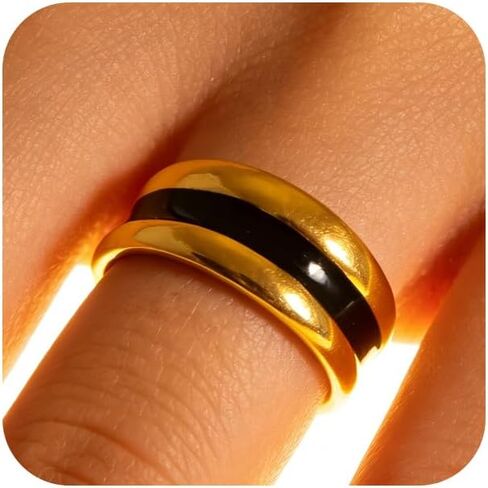Vintage Chunky Gold Two Tone Mixed Open Rings for Women Fashion Thick White Black Enamel Knuckles Ring Dainty Statement Party Jewelry Accessories Gift in Saudi Arabia