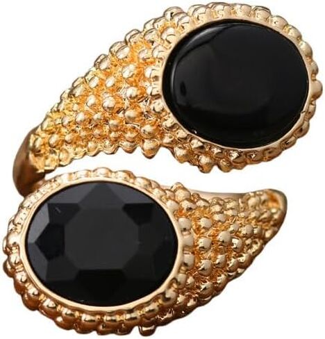 GYRMMUE Double Zircon Teardrop Wrap Ring for Women Gold Metal Finger Ring Adjustable Crystal Band Sparkling Rhinestone Waterdrop Ring Wedding Prom Banquet Party Dress Jewelry for Her in Saudi Arabia