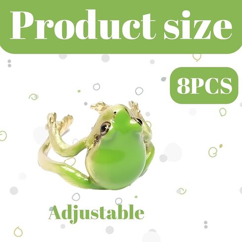 8 PCS Frog Rings, Frog Rings for Women, Funny Rings Collection with Tree Frog Jewelry Design, Vibrant Green and Blue Color Options in Kuwait