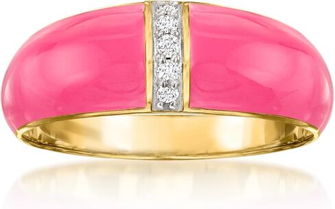 Ross-Simons Pink Enamel Dome Ring With Diamonds in 18kt Gold Over Sterling in Saudi Arabia