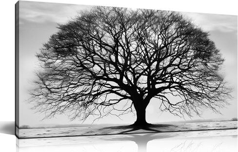 Prepeyssee Tree of Life Wall Art Large Artwork Black and White Wall Art Modern Landscape Nature Canvas Prints Decor for Living Room Bedroom Office Ready to Hang 20"x40" in Saudi Arabia