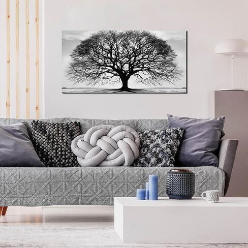 Prepeyssee Tree of Life Wall Art Large Artwork Black and White Wall Art Modern Landscape Nature Canvas Prints Decor for Living Room Bedroom Office Ready to Hang 20"x40" in Saudi Arabia