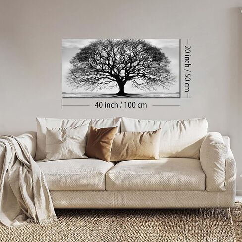 Prepeyssee Tree of Life Wall Art Large Artwork Black and White Wall Art Modern Landscape Nature Canvas Prints Decor for Living Room Bedroom Office Ready to Hang 20"x40" in Saudi Arabia
