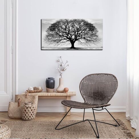 Prepeyssee Tree of Life Wall Art Large Artwork Black and White Wall Art Modern Landscape Nature Canvas Prints Decor for Living Room Bedroom Office Ready to Hang 20"x40" in Saudi Arabia