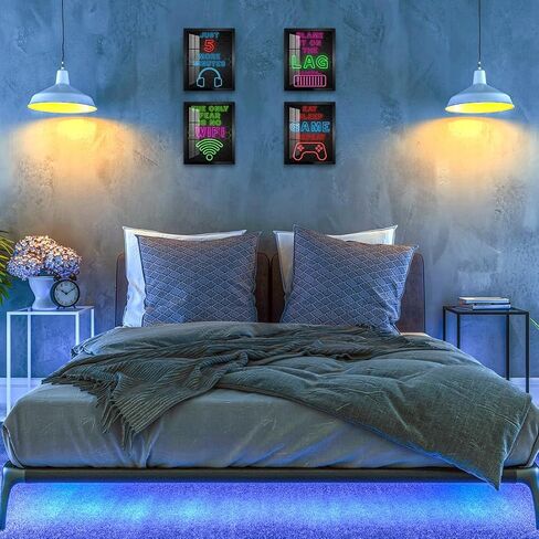 4 قطع من Biufo لديكور جدار غرفة الألعاب، ملصق قماشي برمز اللاعب، صورة لافتة ألعاب، ديكور غرفة نوم للمراهقين (10 طول × 8 عرض، مؤطر) in Kuwait