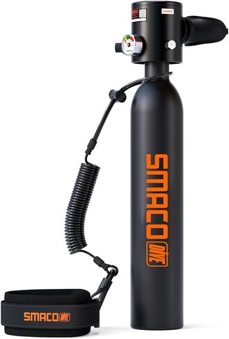 SMACO Mini Scuba Tank 0.5L خزان غوص سكوبا محمول يدعم حوالي 6 دقائق للتنفس تحت الماء، أسطوانة غوص بسعة 0.5 لتر 3000 رطل لكل بوصة مربعة/200 بار أقصى ضغط للغوص بعمق 33 قدمًا in Kuwait