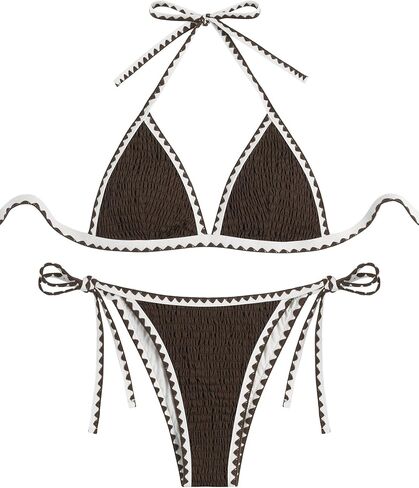 ZAFUL Women Triangle Bikini Sets Sexy Two Piece Swimsuit Halter V Neck String Bathing Suits Tie Side Swimwear 2025 in Saudi Arabia