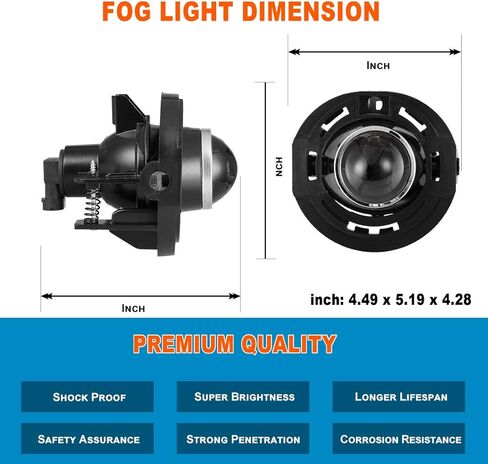 Nixon Offroad Fog Light Set w/Halogen Bulbs for 11-17 Chrysler 200/11-14 Dodge Avenger / 13-14 Dodge Challenger R/T Classic / 12-14 Dodge Charger / 14-20 Jeep Grand Cherokee, Fog Lamp Replacement in Kuwait