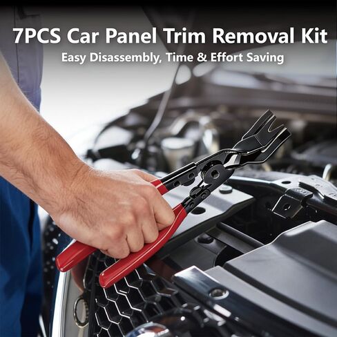 7 Pcs Car Trim Removal Tool Kit with Non-Scratch Plastic Pry Tool and Fastener Clip Pliers, Car Trim Removal Tool, for Auto Interior Car Panel Detachment, Dashboard, Door Clips & Upholstery in Saudi Arabia