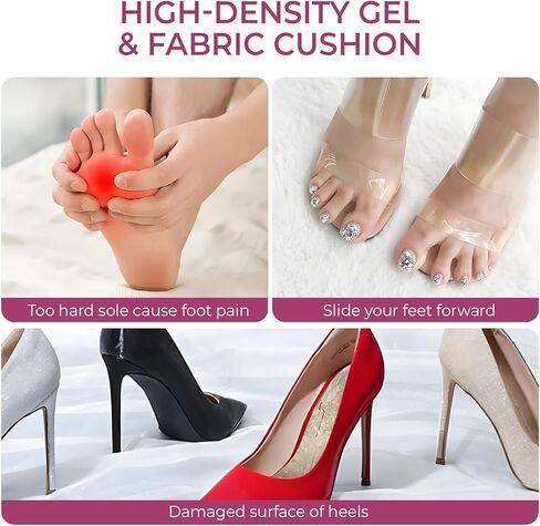 High Heel Cushion Inserts for Women - Welnove Dual-Density Gel 3/4 Invisible Insoles Prevent Feet from Sliding Forward - Shock Absorption - Comfort Shoe Pads for High Heels Sandals Flats,Size: S & L in Saudi Arabia