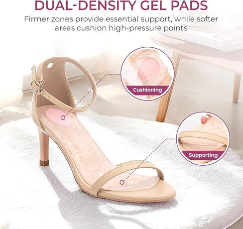 High Heel Cushion Inserts for Women - Welnove Dual-Density Gel 3/4 Invisible Insoles Prevent Feet from Sliding Forward - Shock Absorption - Comfort Shoe Pads for High Heels Sandals Flats,Size: S & L in Saudi Arabia