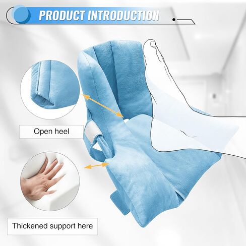 SPRING SEAON Heel Protectors for Pressure Sores, Heel Cushion Protectors with Hot/Cold Pack Pocket, Silver Fox Plush Ankle Pillow for Heel Pain Relief, Adjustable Foot & Ankle Straps (1 Piece, Blue) in Saudi Arabia
