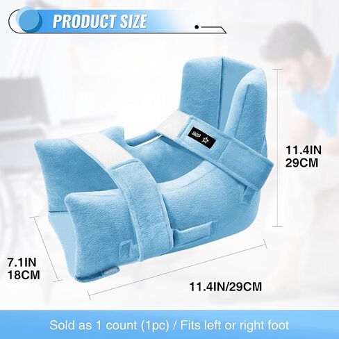 SPRING SEAON Heel Protectors for Pressure Sores, Heel Cushion Protectors with Hot/Cold Pack Pocket, Silver Fox Plush Ankle Pillow for Heel Pain Relief, Adjustable Foot & Ankle Straps (1 Piece, Blue) in Saudi Arabia