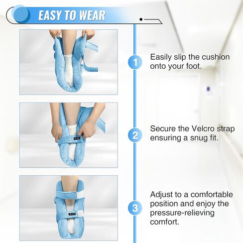 SPRING SEAON Heel Protectors for Pressure Sores, Heel Cushion Protectors with Hot/Cold Pack Pocket, Silver Fox Plush Ankle Pillow for Heel Pain Relief, Adjustable Foot & Ankle Straps (1 Piece, Blue) in Saudi Arabia
