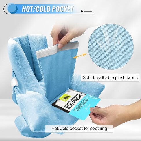 SPRING SEAON Heel Protectors for Pressure Sores, Heel Cushion Protectors with Hot/Cold Pack Pocket, Silver Fox Plush Ankle Pillow for Heel Pain Relief, Adjustable Foot & Ankle Straps (1 Piece, Blue) in Saudi Arabia