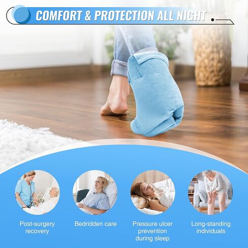 SPRING SEAON Heel Protectors for Pressure Sores, Heel Cushion Protectors with Hot/Cold Pack Pocket, Silver Fox Plush Ankle Pillow for Heel Pain Relief, Adjustable Foot & Ankle Straps (1 Piece, Blue) in Saudi Arabia