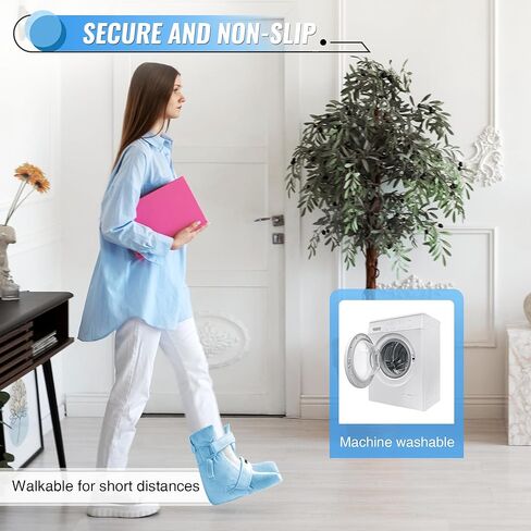 SPRING SEAON Heel Protectors for Pressure Sores, Heel Cushion Protectors with Hot/Cold Pack Pocket, Silver Fox Plush Ankle Pillow for Heel Pain Relief, Adjustable Foot & Ankle Straps (1 Piece, Blue) in Saudi Arabia