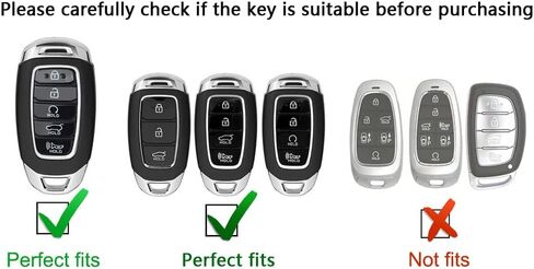 غطاء مفتاح حماية لتصفيف السيارة من Hyundai Key Fob - حافظة مفاتيح متوافقة مع Hyundai Santa Fe Palisade Kona Elantra GT 3/4/5 مفتاح التحكم عن بعد الذكي in Kuwait
