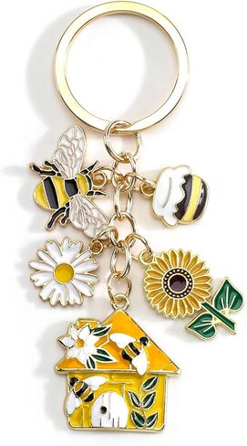 Bee Keychain,Sunflower Keychain with Honeycomb,Bee Gifts for Women Friends Teachers Birthday Christmas Mother Day in Saudi Arabia