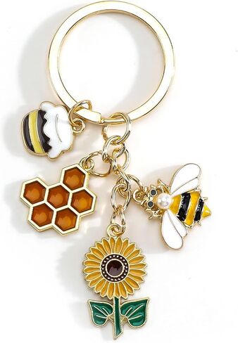 Bee Keychain,Sunflower Keychain with Honeycomb,Bee Gifts for Women Friends Teachers Birthday Christmas Mother Day in Saudi Arabia