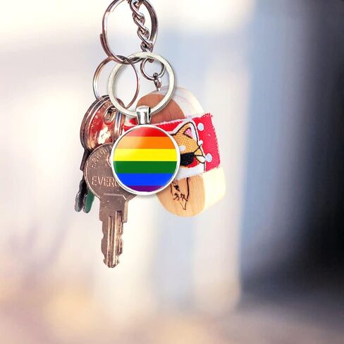 Gay Pride Keychain LGBTQ Keyring Bisexual Transgender Lesbian Rainbow Keychain Gift for Friends Family Lover Pride month Pride parade Valentine's Day Marriage Wedding Anniversary Engagement Birthday in Kuwait