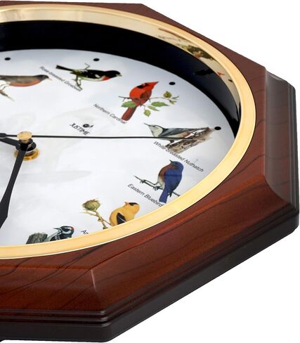 JUSTIME فريدة من نوعها 12 أغنية طائر الكاردينال الشمالي مدرسة البندول ساعة الحائط الدقات كل ساعة ميلودي اكتساح الحركة الصامتة (TCBD-PP-RB-DW الخشب الحبوب) in Kuwait