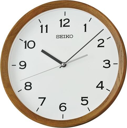 SEIKO QXA853BLH Modern Wood Frame Non Ticking Clock, Brown, 12 Inch in Saudi Arabia