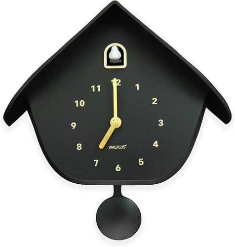 WALPLUS Modern Cuckoo Clocks for Wall Hourly Chiming Coo Coo Clock Volume Adjustable Cookoo Clock Removable Pendulum Christmas Cuckoo Gift Black Matte Interior Decoration in Kuwait