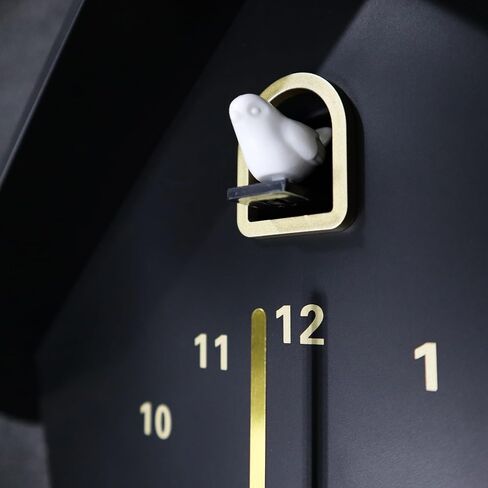 WALPLUS Modern Cuckoo Clocks for Wall Hourly Chiming Coo Coo Clock Volume Adjustable Cookoo Clock Removable Pendulum Christmas Cuckoo Gift Black Matte Interior Decoration in Kuwait