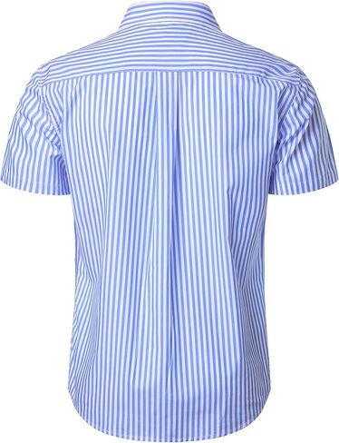 LucMatton Men's Casual Retro Striped Short Sleeve Button Down Shirts Cotton Summer Regular Fit with Pocket in Saudi Arabia