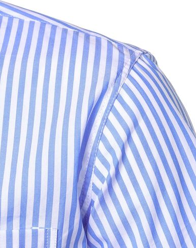 LucMatton Men's Casual Retro Striped Short Sleeve Button Down Shirts Cotton Summer Regular Fit with Pocket in Saudi Arabia