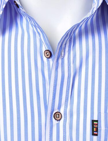 LucMatton Men's Casual Retro Striped Short Sleeve Button Down Shirts Cotton Summer Regular Fit with Pocket in Saudi Arabia