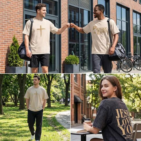 يسوع يحبك تي شيرت مسيحي للرجال ملابس دينية ملهمة للرجال البالغين S-XXL، ملابس الكنيسة غير الرسمية in Kuwait