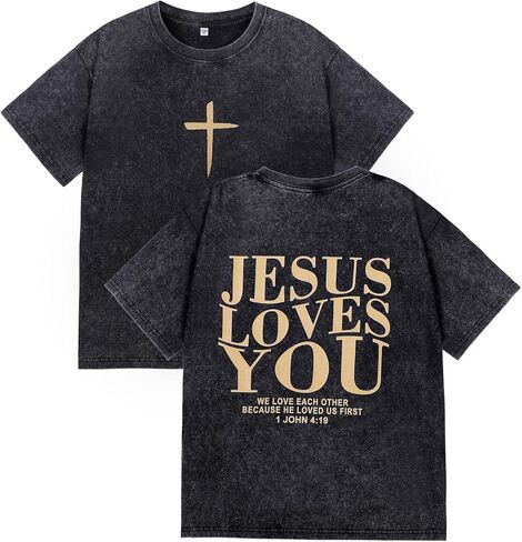 Jesus Loves You Men's Christian T-Shirt Religious Inspirational Faith Apparel for Adult Men S-XXL, Casual Church Wear in Kuwait