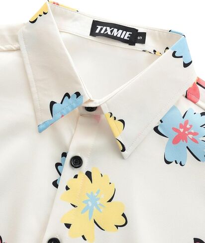 Mens Hawaiian Shirt Short Sleeve Button Down Tropical Shirt Floral Casual Summer Vacation Beach Shirts in Saudi Arabia