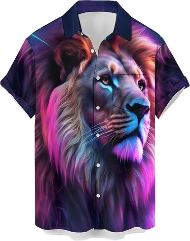 Mens' Hawaiian Shirts Short-Sleeved Button Down Shirt Standard-Fit Casual Loose Fit Shirts in Saudi Arabia