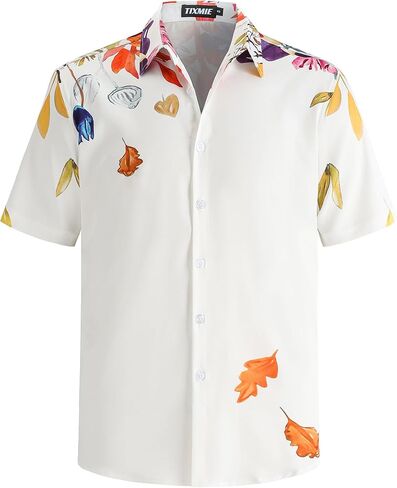 Mens Hawaiian Shirt Short Sleeve Button Down Tropical Shirt Floral Casual Summer Vacation Beach Shirts in Saudi Arabia