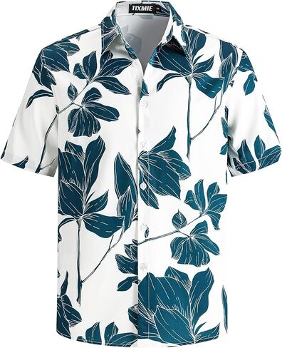 Mens Hawaiian Shirt Short Sleeve Button Down Tropical Shirt Floral Casual Summer Vacation Beach Shirts in Saudi Arabia