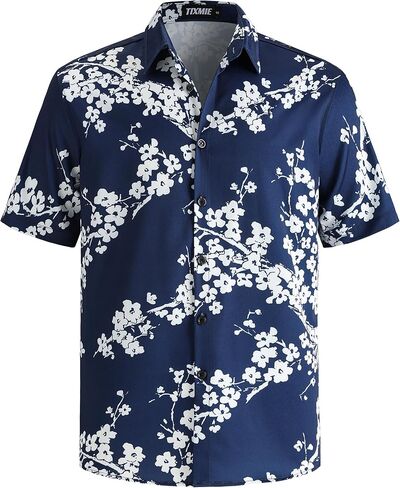 Mens Hawaiian Shirt Short Sleeve Button Down Tropical Shirt Floral Casual Summer Vacation Beach Shirts in Saudi Arabia