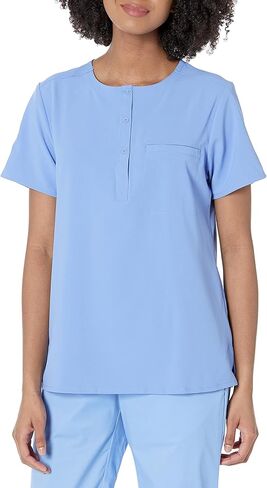 WonderWink Womens Mandarin Collar Tuck-in Top, Ceil Blue, Small US in Kuwait